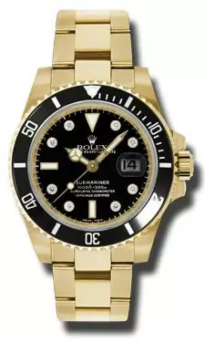 Replica Rolex Submariner Black Dial 18kt Yellow Gold Bracelet Men's Watches