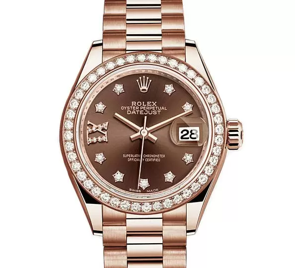 Replica Rolex Lady Datejust Chocolate Diamond Dial 18K Everose Gold Automatic Watches