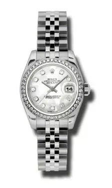 Replica Rolex Datejust Mother of Pearl Diamond Dial Steel and White Gold Ladies Watches