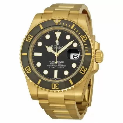 Replica Rolex Submariner Black Index Dial Oyster Bracelet 18k Yellow Gold Men's Watches