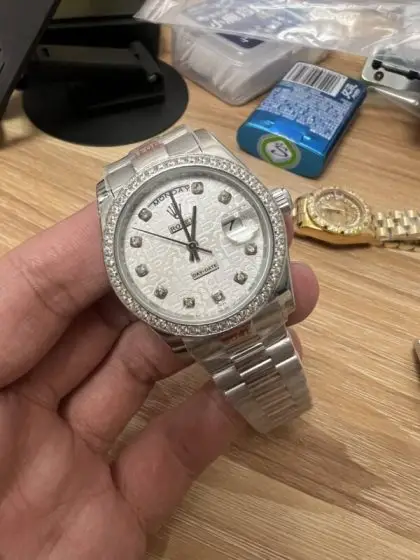 Rolex Day-Date Diamond Bezel Silver Dial 36mm Watch New99241107
