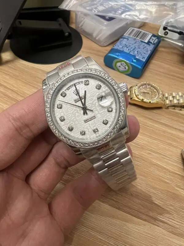 Rolex Day-Date Diamond Bezel Silver Dial 36mm Watch New99241107